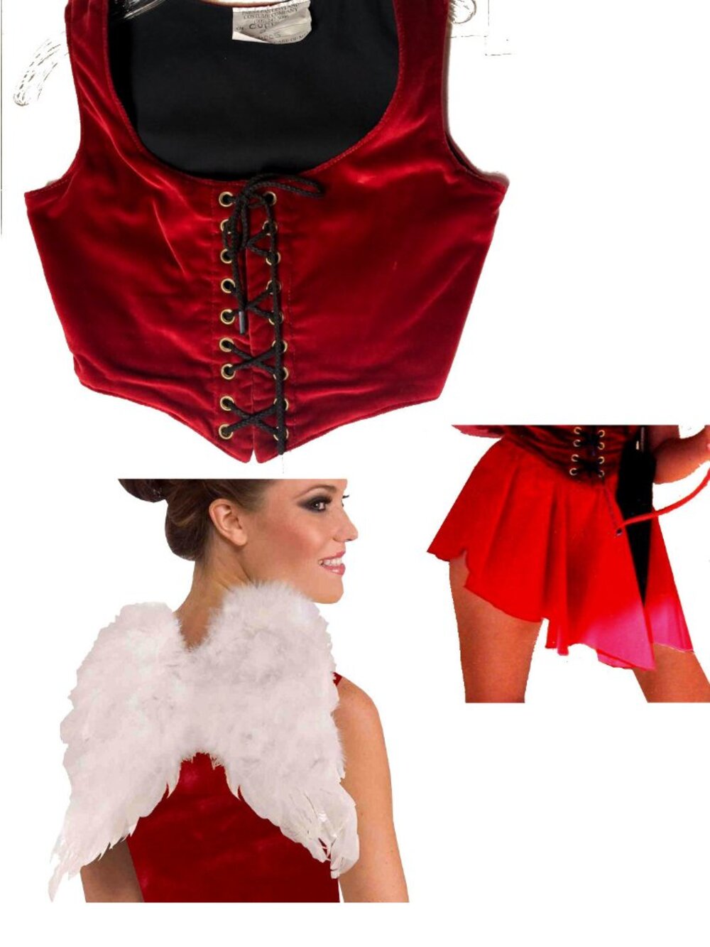 Cupid Renaissance Velvet Bodice,  Reversibles to Black Cotton, Skirt, Wings
